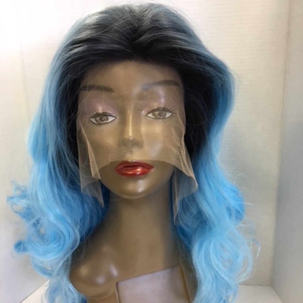 Ombre Blue Lace Front Synthetic Wig